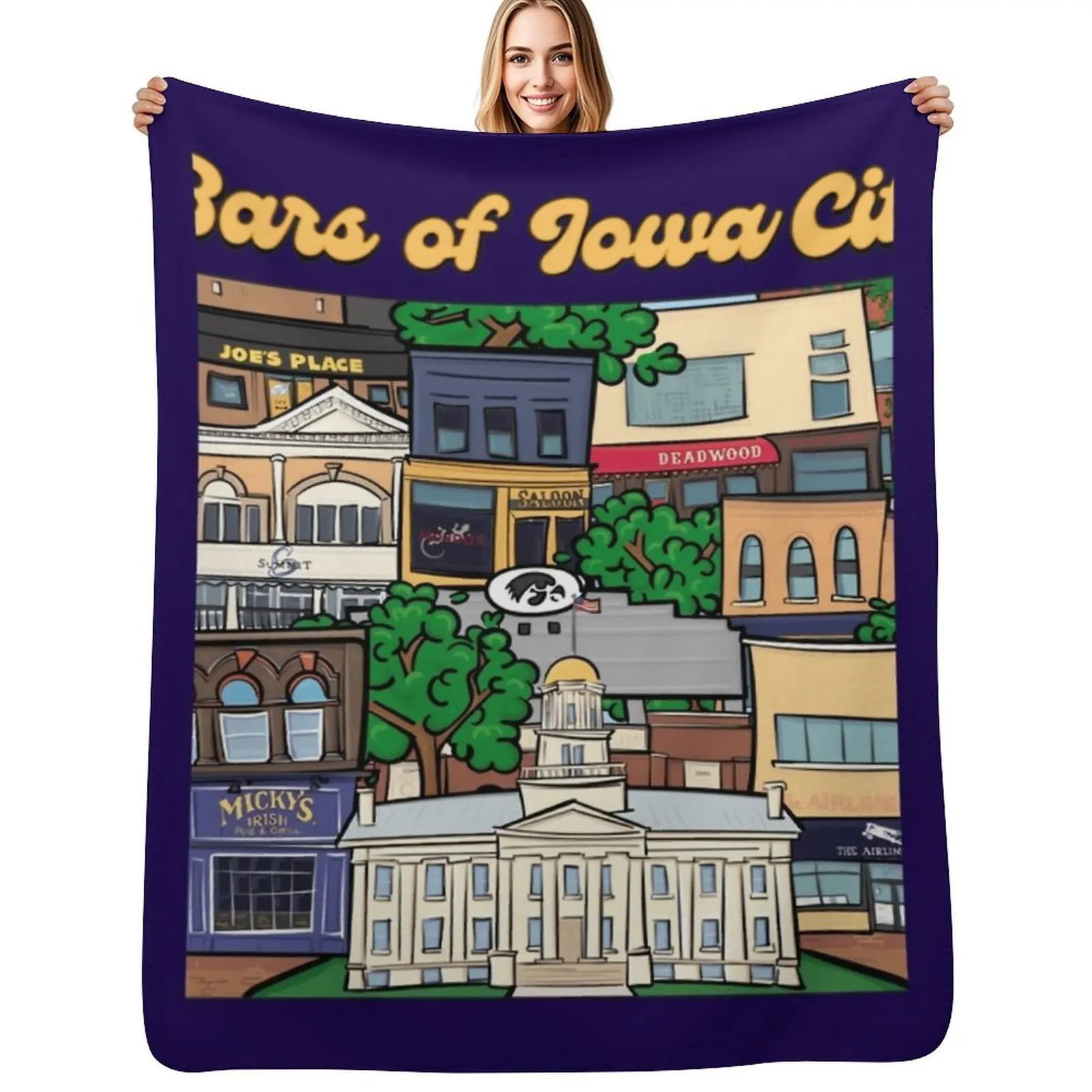 

Bars of Iowa City Throw Blanket bed plaid Weighted Summer Beddings Personalized Gift Blankets