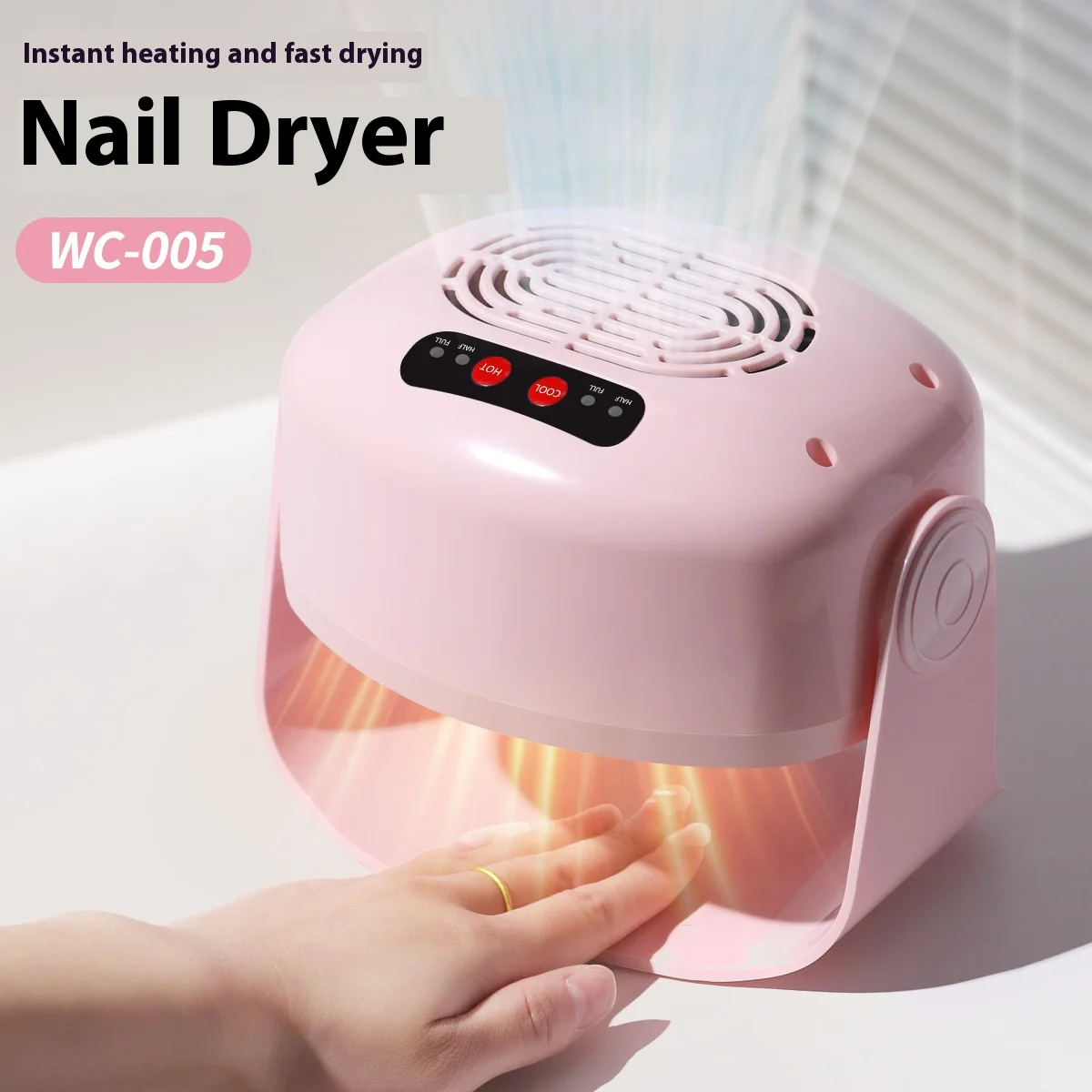 Gel Nail Polish Dryer 180° Rotating Nail Dryer Machine, Hot Cold Blower for Quick Drying Nail Art, Portable Hand Foot Nail Care