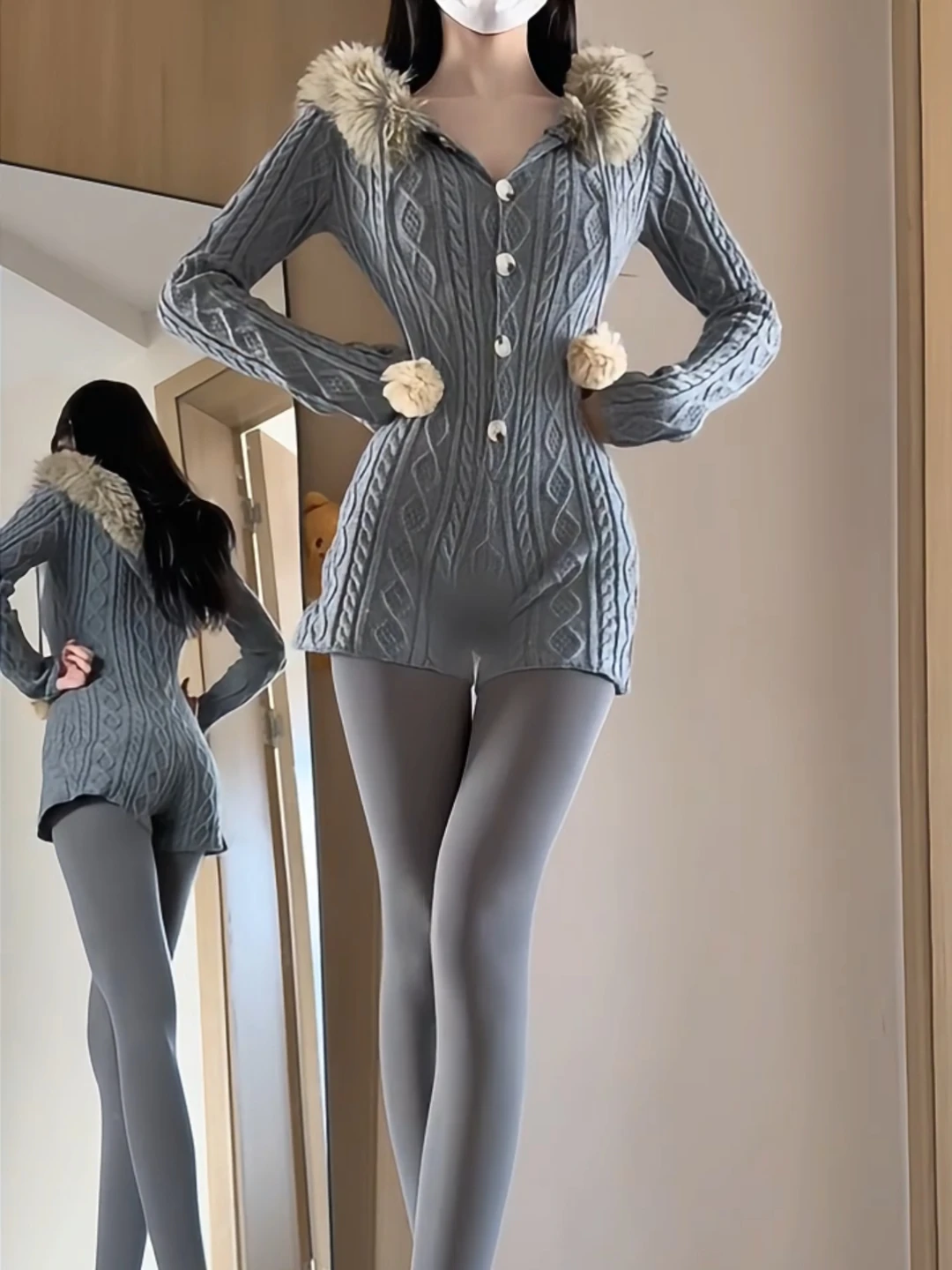 

Сексуальная ретро-горячая девушка ey Long Sve с капюшоном, вязаный комбинезон, зимний комбинезон Pure Desire, облегающий талию, облегающий женский костюм