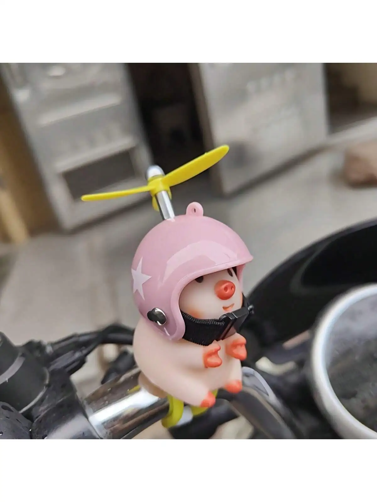 1pc Pink Pig & White Star Helmet Decor For Personalized Bicycle Or Motorcycle Handlebar, Rubber Pig Gift