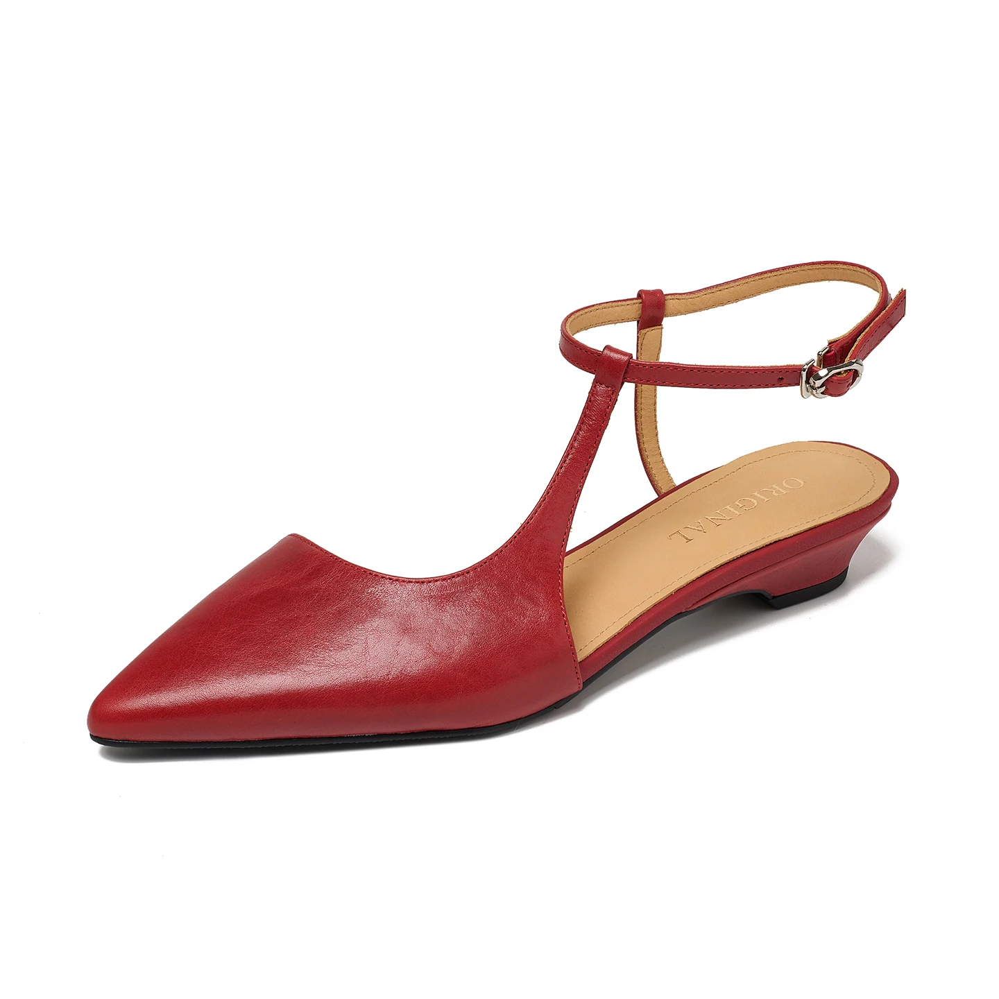 Genuine Leather Cowhide Women's Sandals,Pointed Closed Toe T-Strap Stiletto High Heels, Fashion Party Women's Shoes view 4