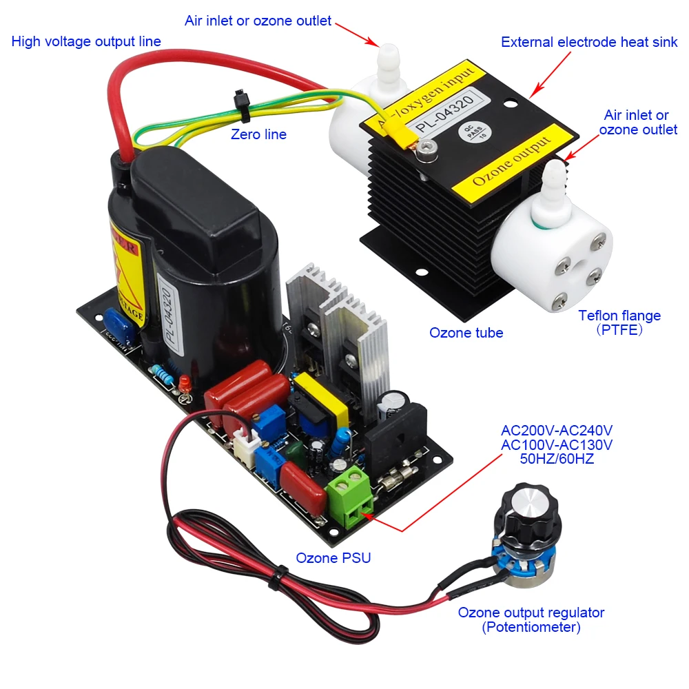 CE FCC ROHS Patented product 1G/H 1gram 1000mg adjustable ozone generator Kit household ozonator oil air purifier machine parts