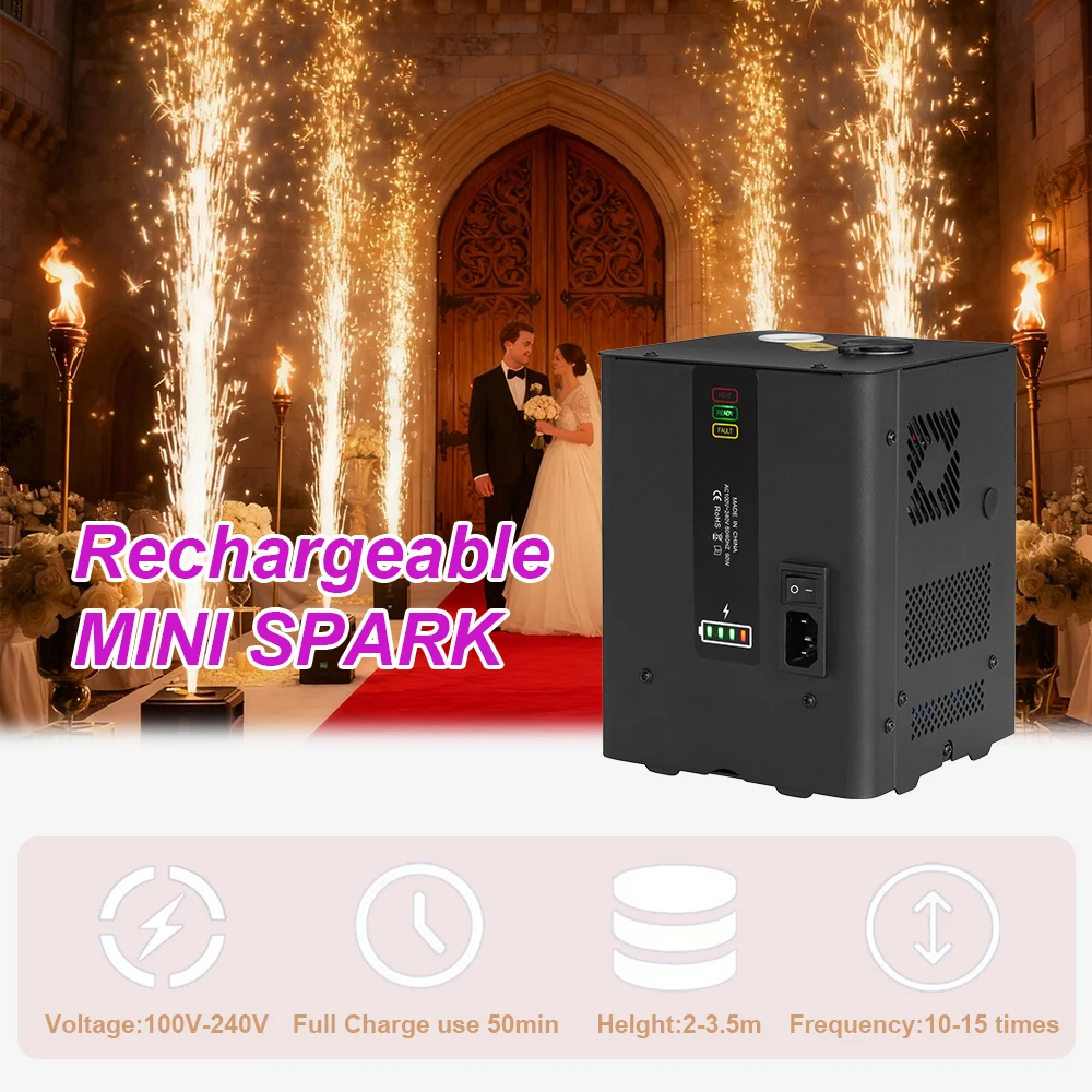 Rechargeable Cold Spark Machine Mini Remote DMX Wireless Disco Electronic Equipment Stage Light Effect For DJ Party Wedding