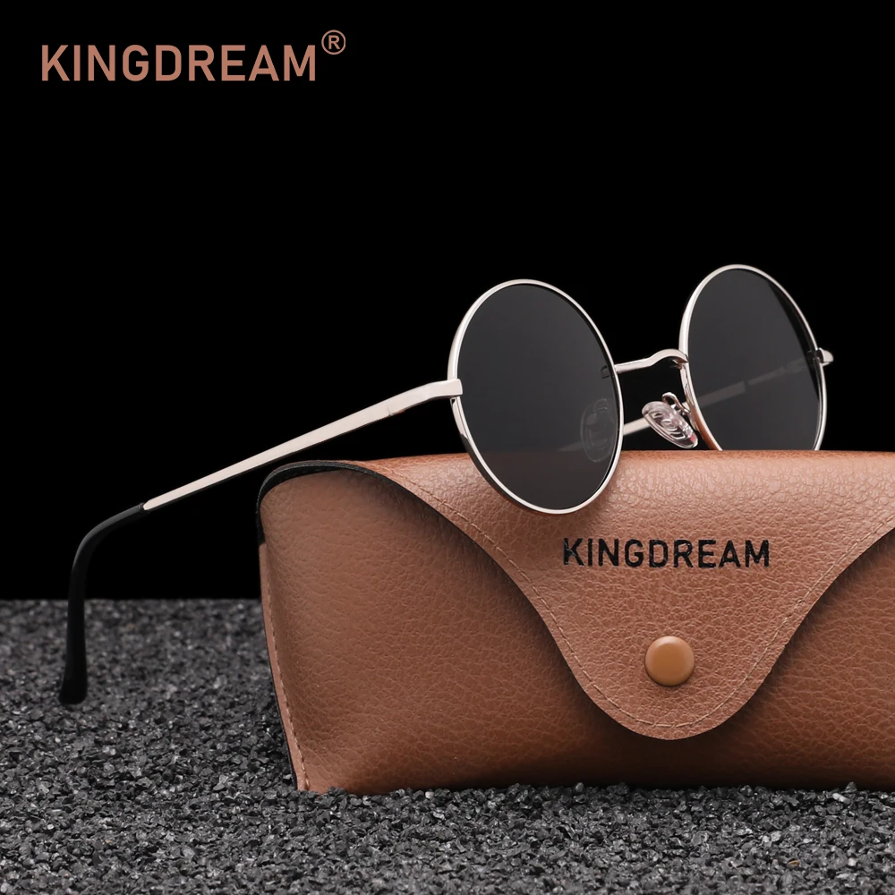 KINGDREAM Beliebte Punk-Sonnenbrille für Männer und Frauen, Runde Polarisierte Sonnenbrille für Party, Strand und Reisen, Blendschutz-Brillen