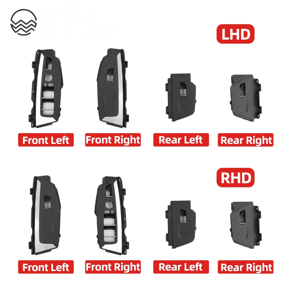 For BMW X3 X4 G01 G02 G08 F97 F98 2018-2021 LHD RHD Car Interior Inner Door Pull Handle Black Trim Outer Cover Set