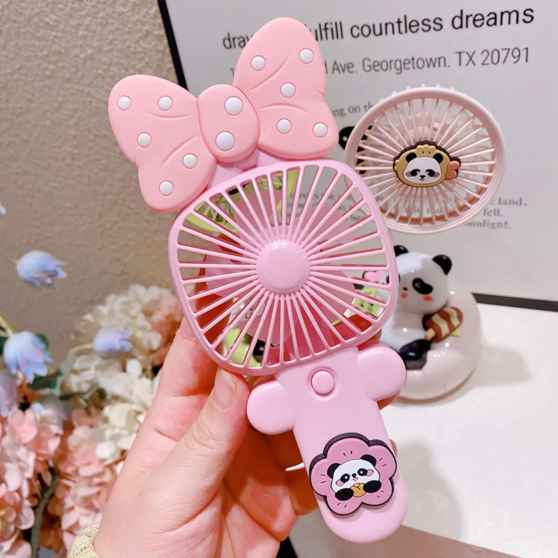 Kawaii القوس الباندا مروحة يدوية الصيف لطيف بارد مروحة محمولة مع كابل يو اس بي قابلة للشحن مروحة صغيرة الحيوان سطح المكتب الديكور