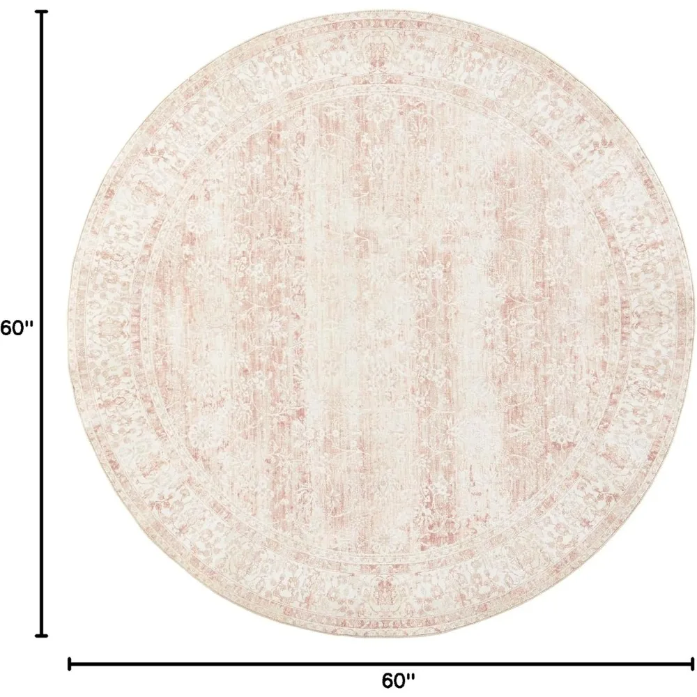 5ft سجادة مستديرة قابل للغسل منطقة البساط خمر غطاء أرضية داخلي الأزهار طباعة أحمر الخدود الوردي دائرة السجاد 5 'مستديرة المطبخ غرفة المعيشة يكون