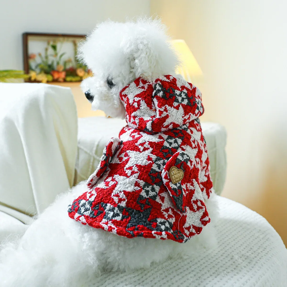 Pet Fur Hooded Coat Pet Christmas Coats Dog Cat Clothing Autumn and Winter Fur Coat New Year Coat Dog Christmas Clothes