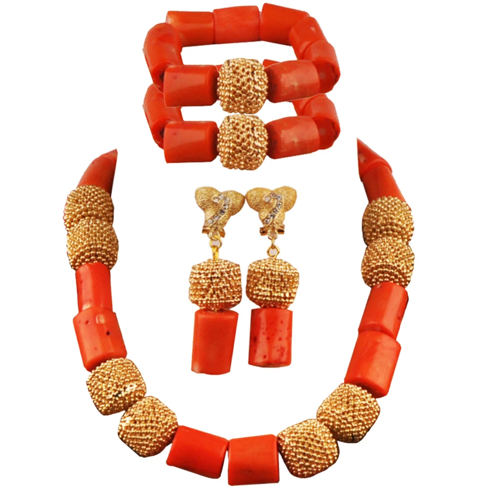 

African Coral Necklace Nigerian Wedding Coral Beads Bridal Jewelry Sets