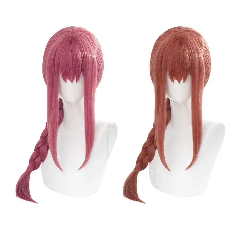 High Quality Makima Cos Wig 70CM Special Red Heat-resistant Synthetic Hair Halloween Party Anime Cosplay Wigs+wig Cap