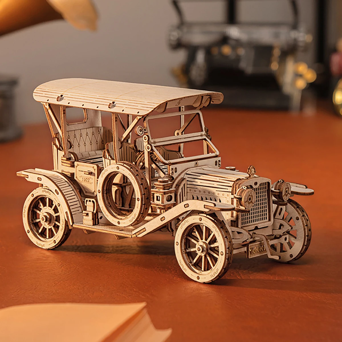 Classic Car 3D Car Wooden Puzzle Scale Model,DIY Model Kit, Handcraft Gift,Home Decoration,Mechanical Model Kit, Building Toy