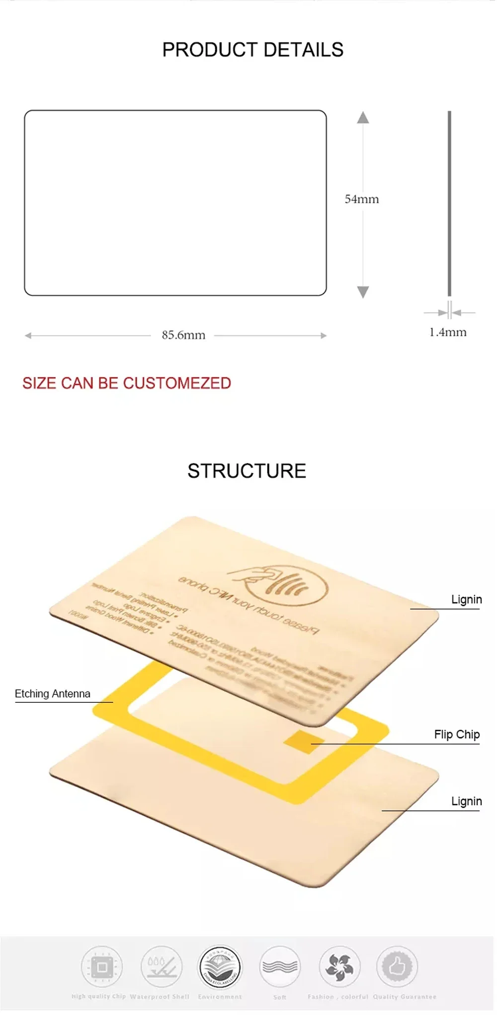 1Pc Wooden Card NFC 13.56MHZ RFID Tag 504Bytes 215Ntag Chip Membership Contactless Business Gift Social Recognition Lasercard