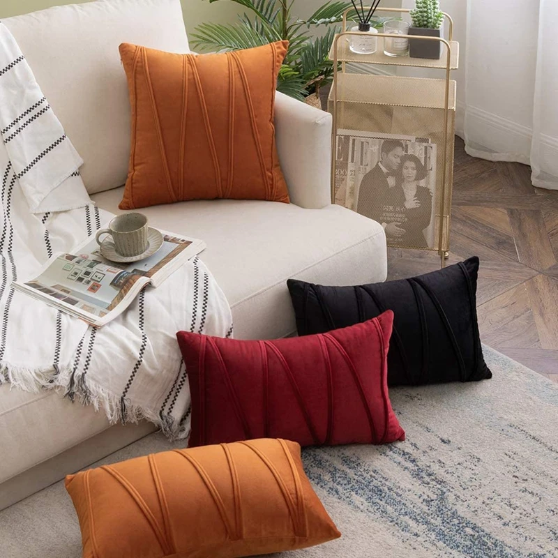 30x50cm 45x45cm 50x50cm Samt Luxus Kissenbezug Lendenkissenbezug Couch Bauernhaus Rustikales Geschenk Kissenbezüge Weihnachten Rot