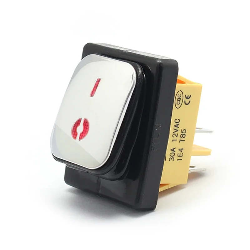 FILN on Off 30A/250V Heavy Duty 4 Pin DPST Sealed Waterproof T85 Auto Boat Marine Toggle Rocker Switch IP67 with LED 12V 220V