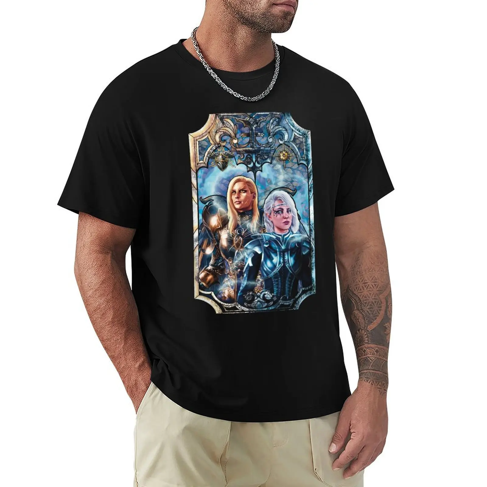 Dame Aylin and Isobel Stained Glass T-Shirt man t shirts high quality luxury brand T-Shirt