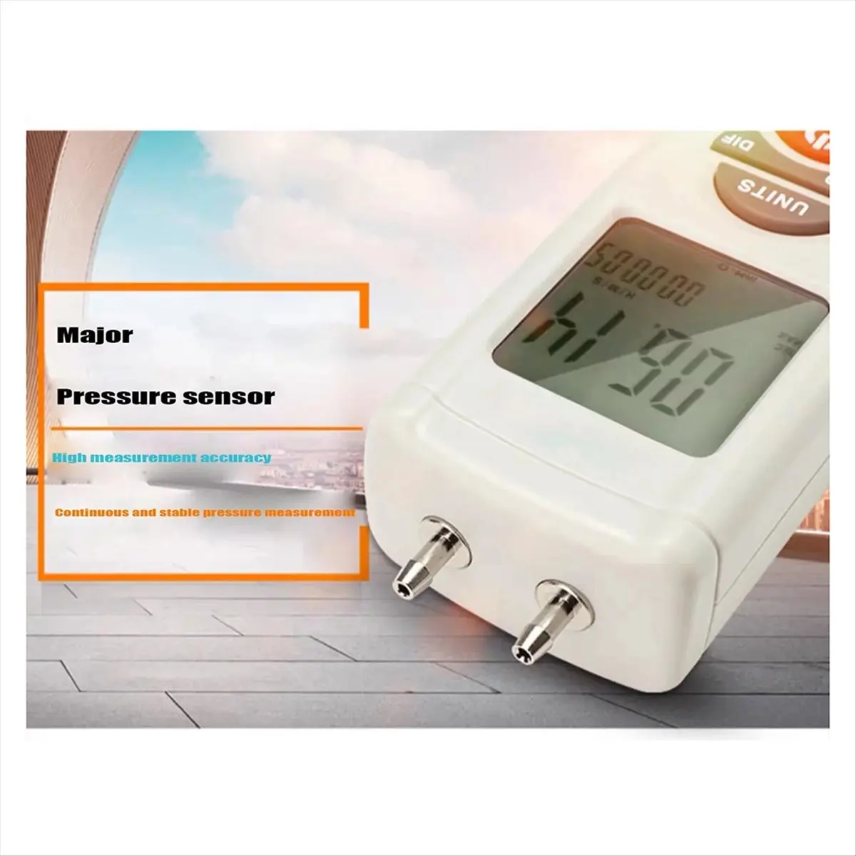 Rtyuyu HT-1890 Gas Pressure Gauge Manometer Digital Manometer Data Hold Dual Port Air Pressure Gauge HVAC Gas Teste Meter