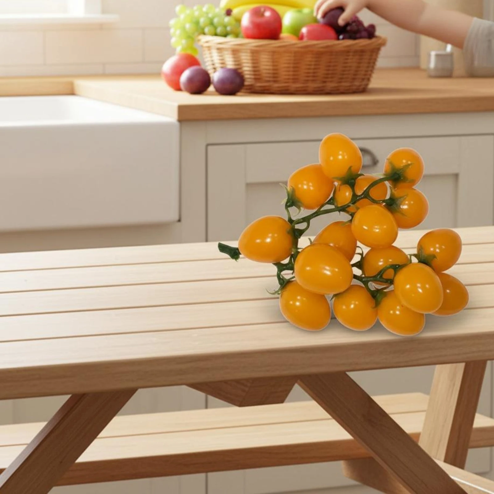 Artificial Cherry Tomato Bunch Photography Prop Plastic Cherry Tomatoes Decor Item Decorative Table Ornament Shop Window Display