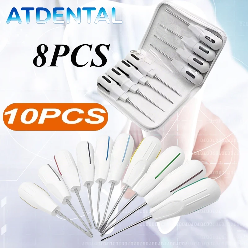

10Pcs Dental Luxating Elevator Kit Autoclavable Stainless Steel Curved Tips for Surgical Extraction Set
