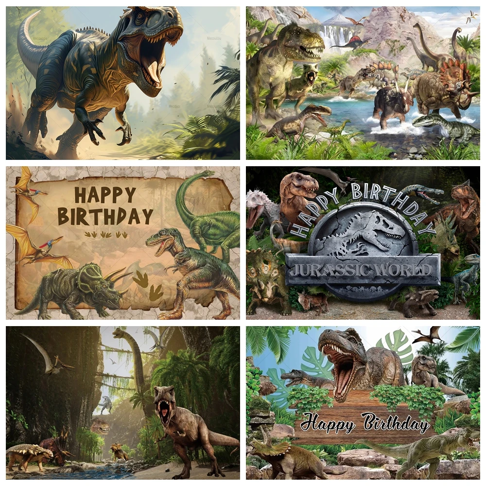 Jurassic Park Dinosaur World Theme Banner Backdrop Custom Tropical Jungle Boy Party Birthday Photography Poster Decor Background