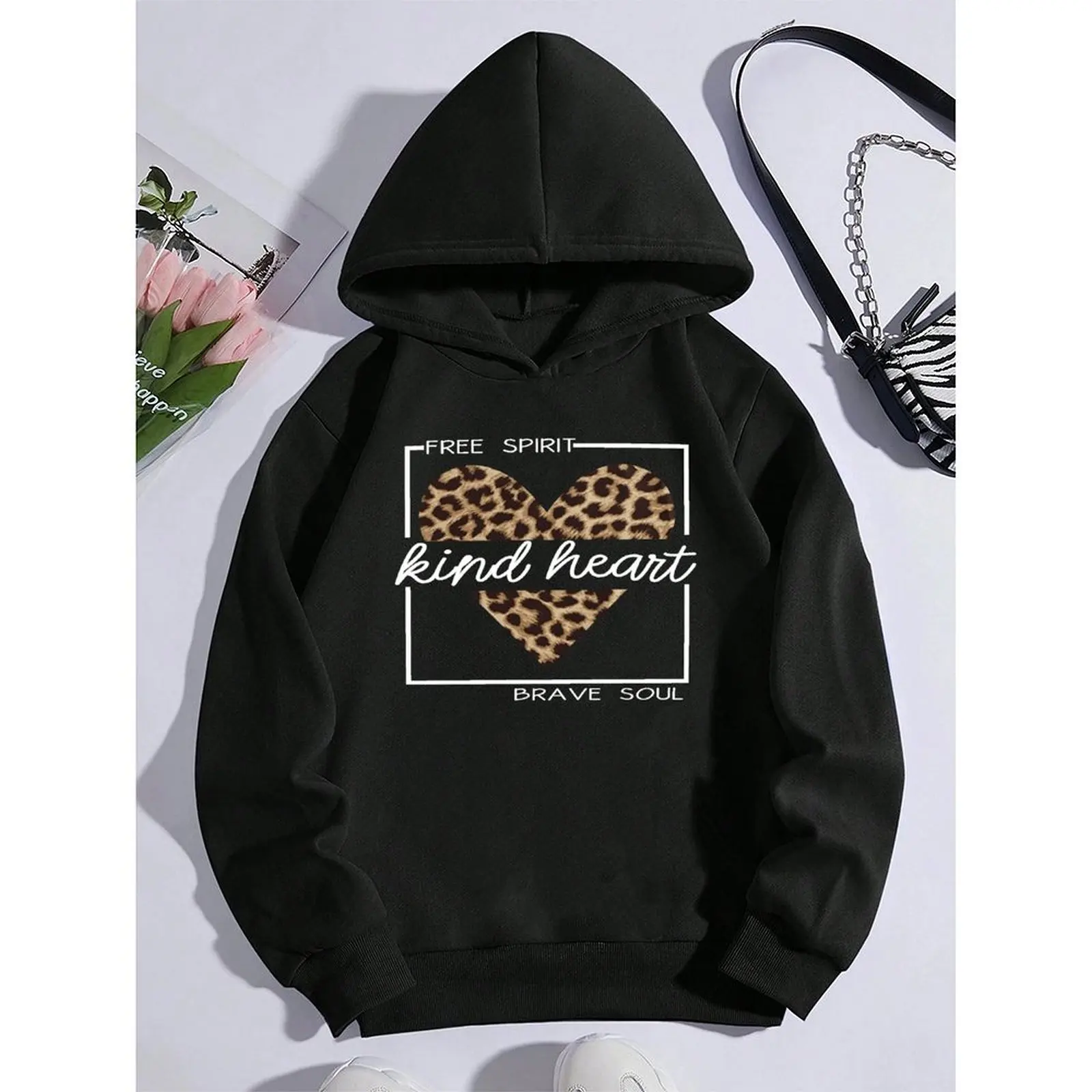 

Daily Outfit Black,Grey As Pictures Show Women Hoodie Autumn Winter Fashion Pullover Sweatshirt Printed Pattern