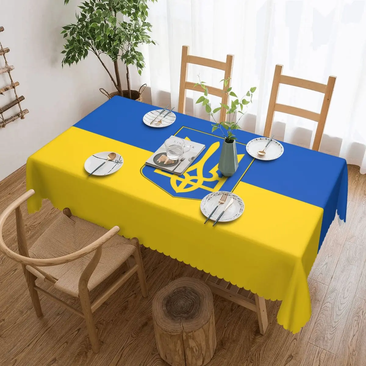 Customized Rectangular Flag Of Ukraine Tablecloth Fit 45