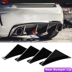 LAICY For Fiat 500 2009-2021 Car Rear Bumper Lip Rear Diffuser Shark Fins Curved Spoiler Lip Wing Splitter 4 Fin