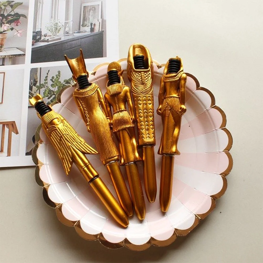 

2pcs Pharaoh Ballpoint Pens Quick-Dry Ink Smooth Writing Portable Note Taking Pens For Students Egypt Design Retro Style