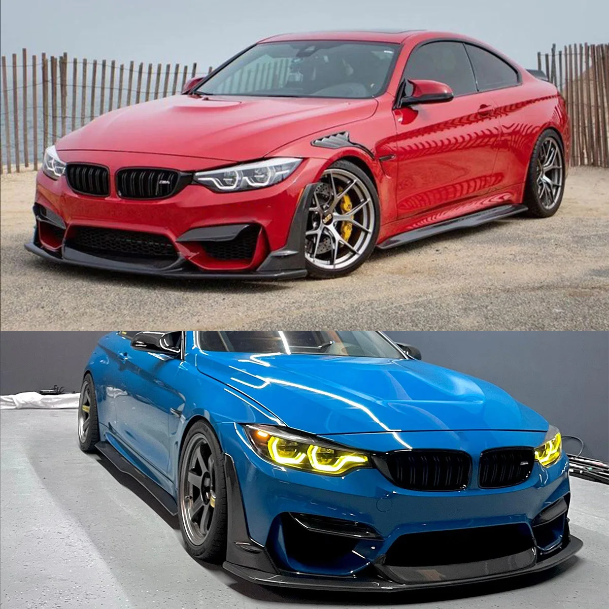 For BMW F80 M3 F82 F83 M4 2015 2016-2020 Front Bumper Lip 6PCS Spoiler Splitter Cars Accessories Body Kit Carbon Fiber Print