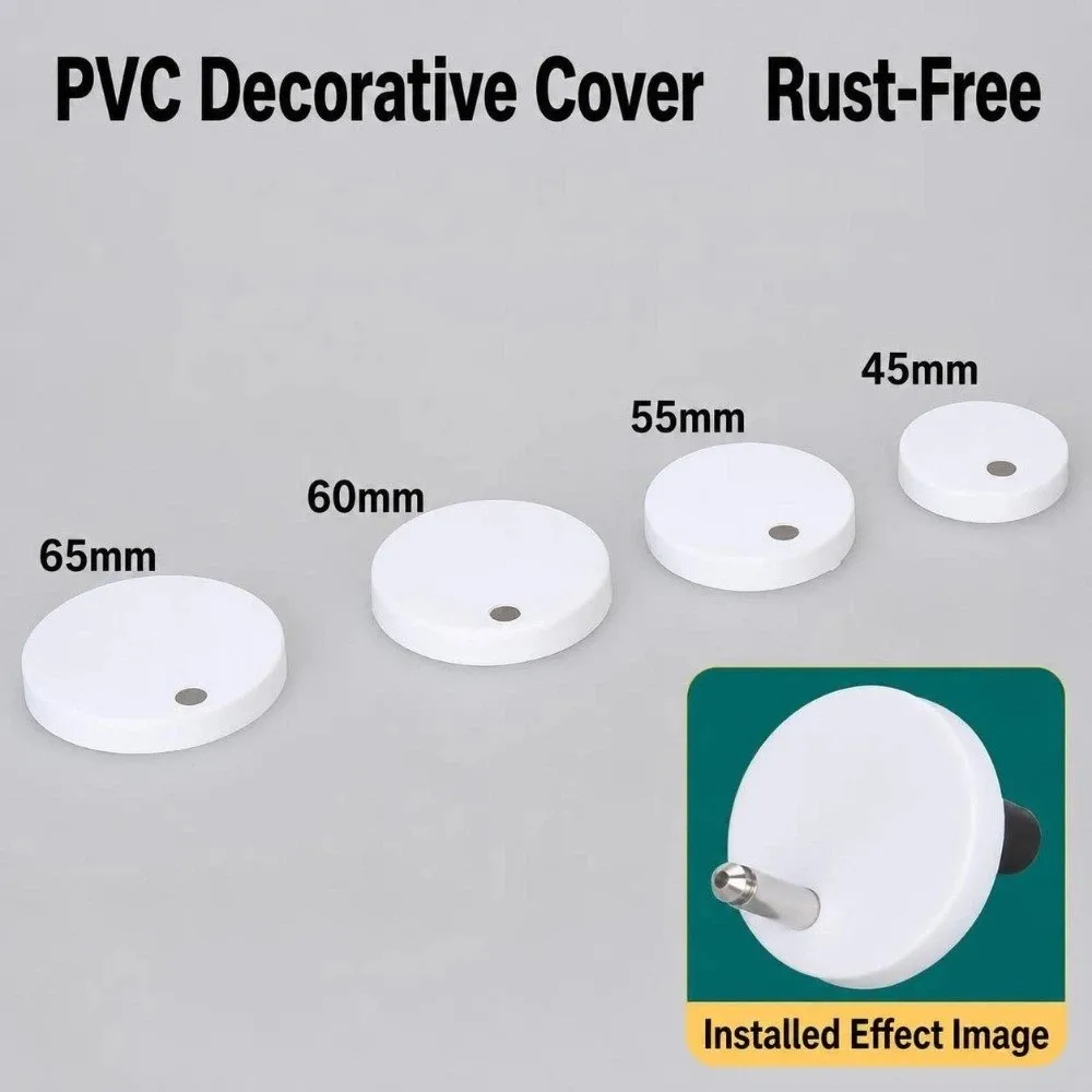 Replacement Toilet Bolt Caps Moisture Resistance 55/60/65mm Decorative Screw Cap Stainless Steel PVC Toilet Bolt Cover