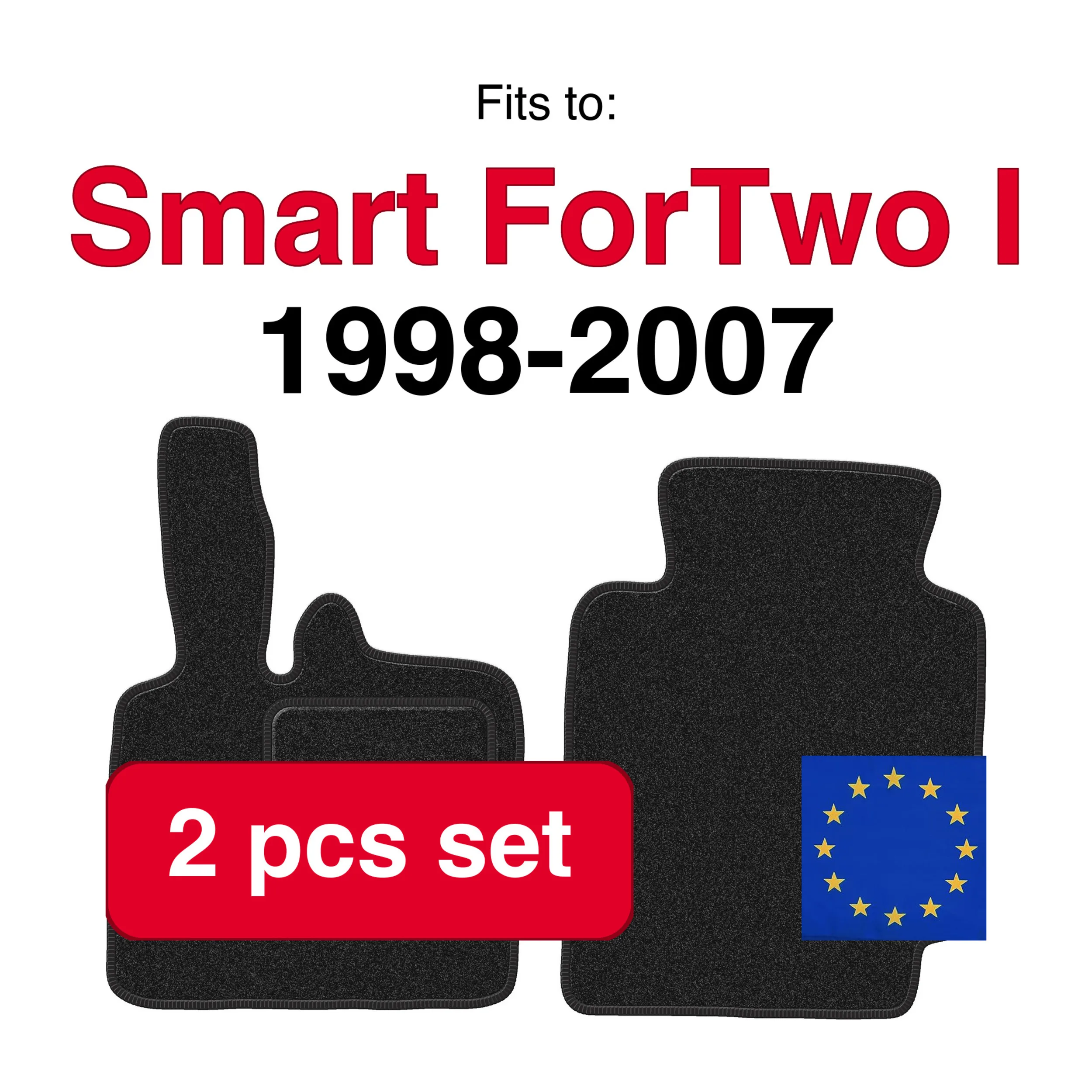 Image of ANTHRA Velours-Automatten für Smart ForTwo und Schrägheck (1998-2007) - Anthrazit (2 Stück) passgenaues Automattenset
