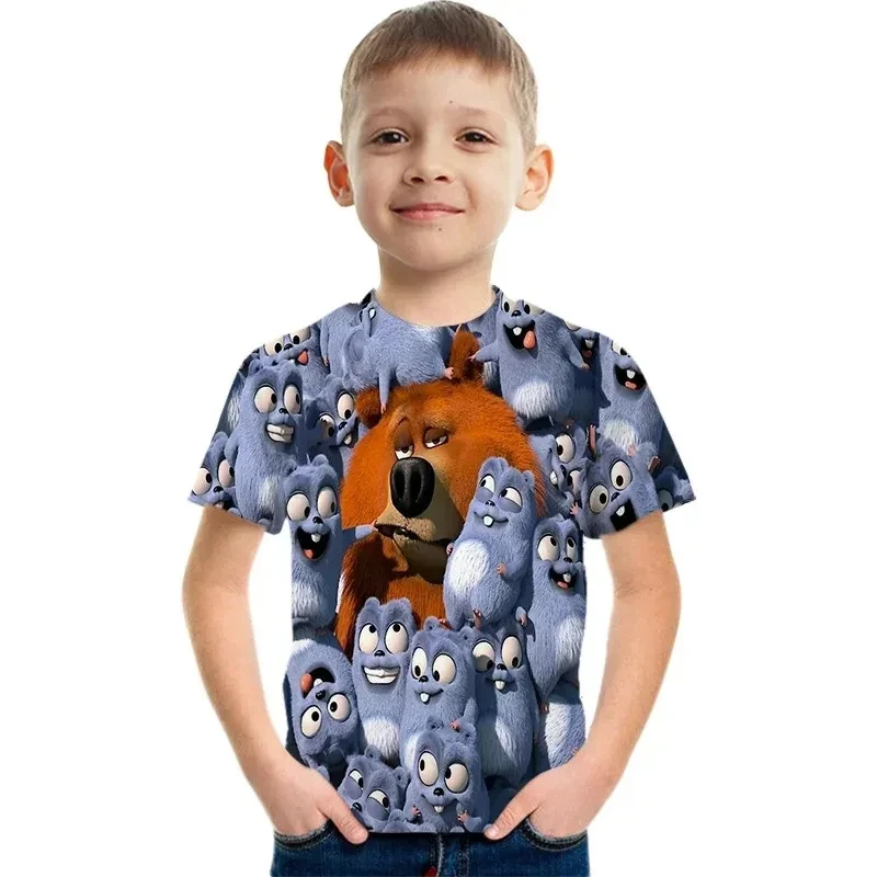 New Grizzy And The Lemmings T-shirts Children Cartoon 3D T Shirts Camiseta Boys Girls Teens Toddler T shirts Summer Kids Tee Top