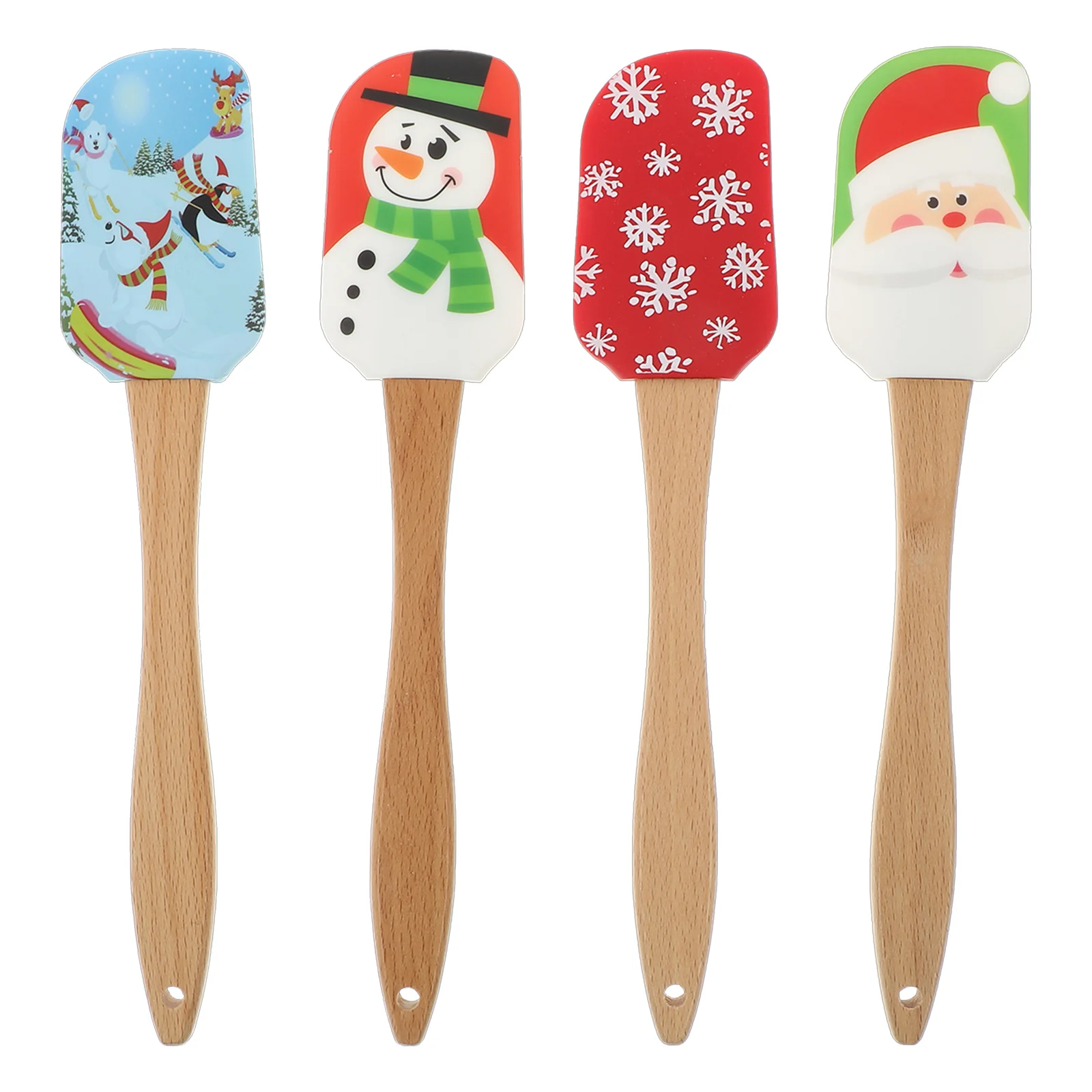 Espátula de creme de silicone, 4 unidades, raspador de panqueca, utensílios de cozinha para uso em madeira, manteiga infantil doméstica