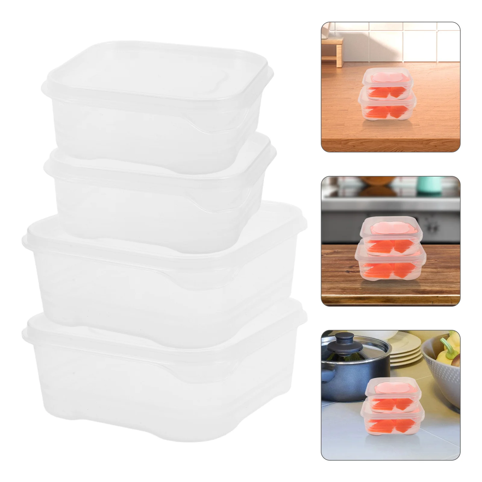 

4Pcs Fresh Keeping Box for Food Storage Vegetables Fruits Meat Preserver Container Kitchen Fridge Organizer Bins Stackable