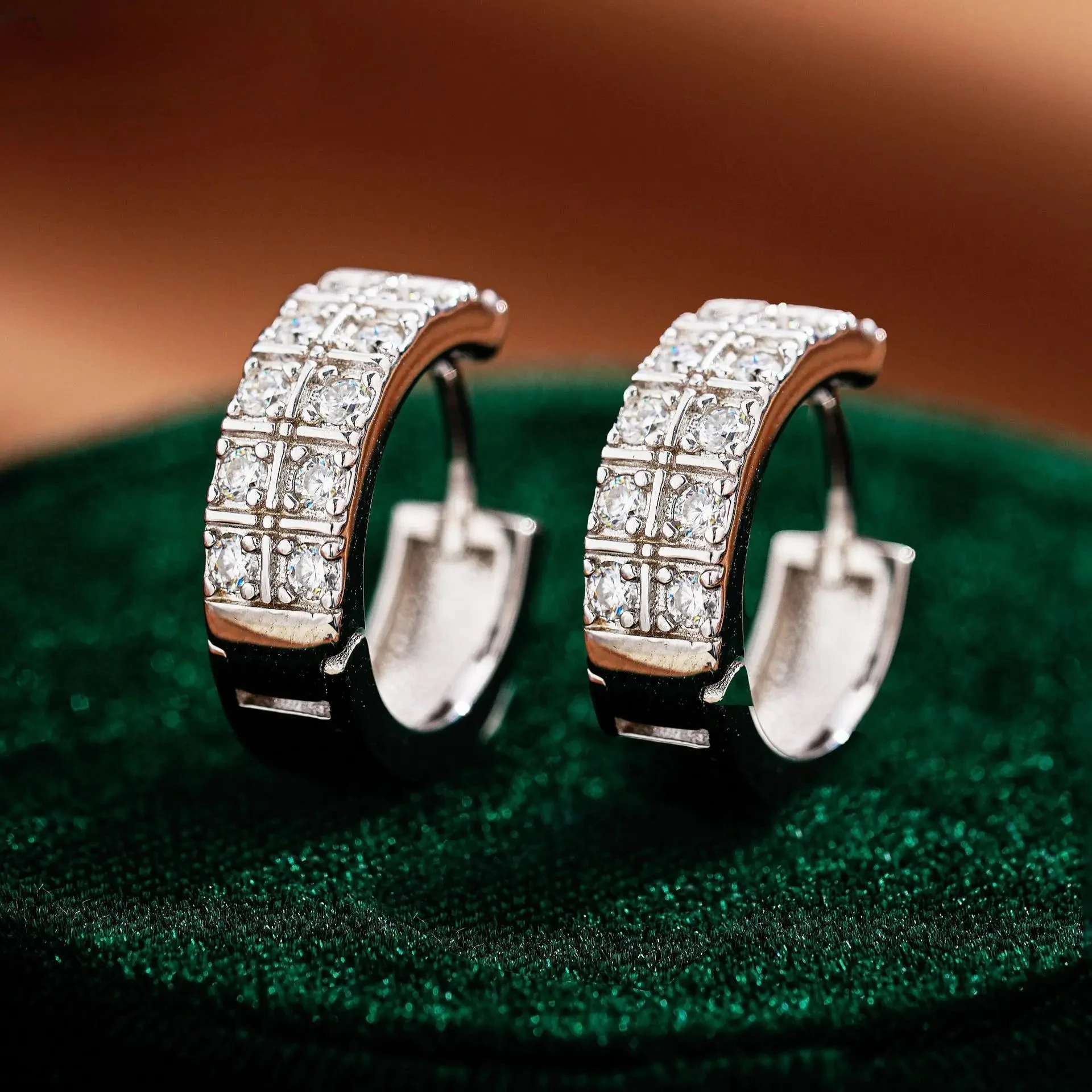 KyanGem Exquisite Circular Platinum PT950 Hoop Earrings Set with Moissanite Stones Total 1.12 Carat for Women Engagement Gifts
