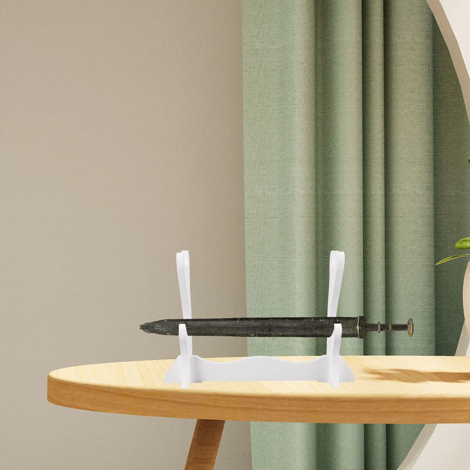 Sturdy Wooden Stand Horizontal Desktop Rack for Swords Flutes Blades Space Saving Decorative Home Display Holder