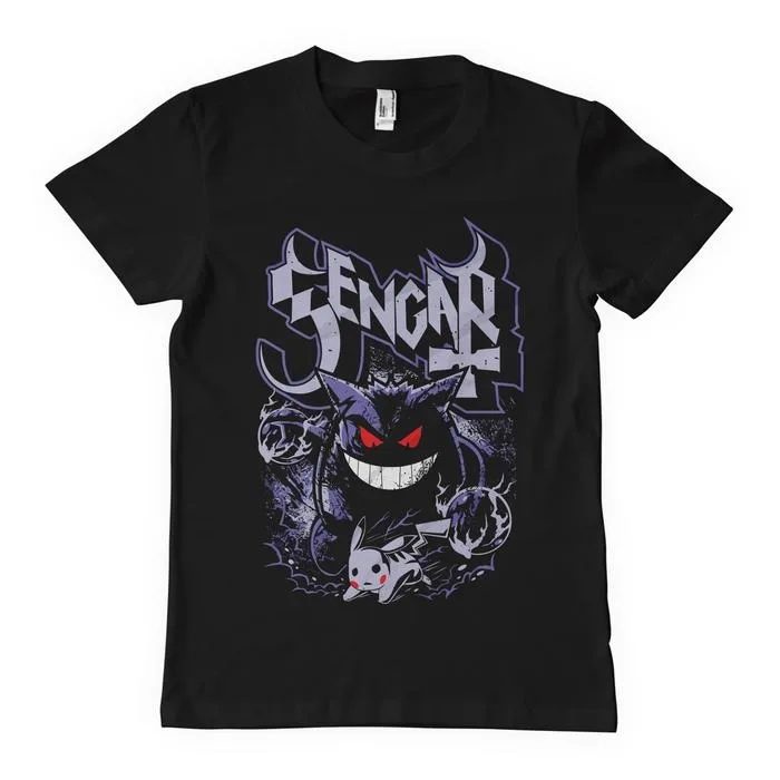 2026 Summer New Pokémon Anime Gengar Kaiju Pure Cotton Printed T-shirt Men Harajuku Loose Casual Versatile Short-sleeved Top