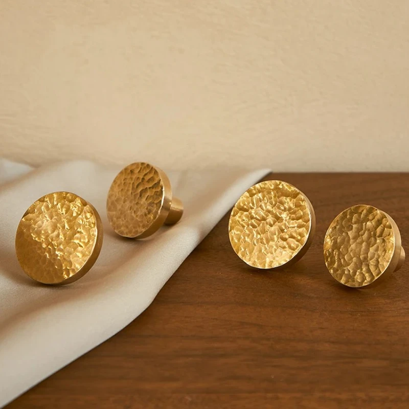 Round Hammer Brass Knobs and Pulls Knurling Furniture Handles Drawer Pulls Dresser Cabinet Door Knobs Hardware