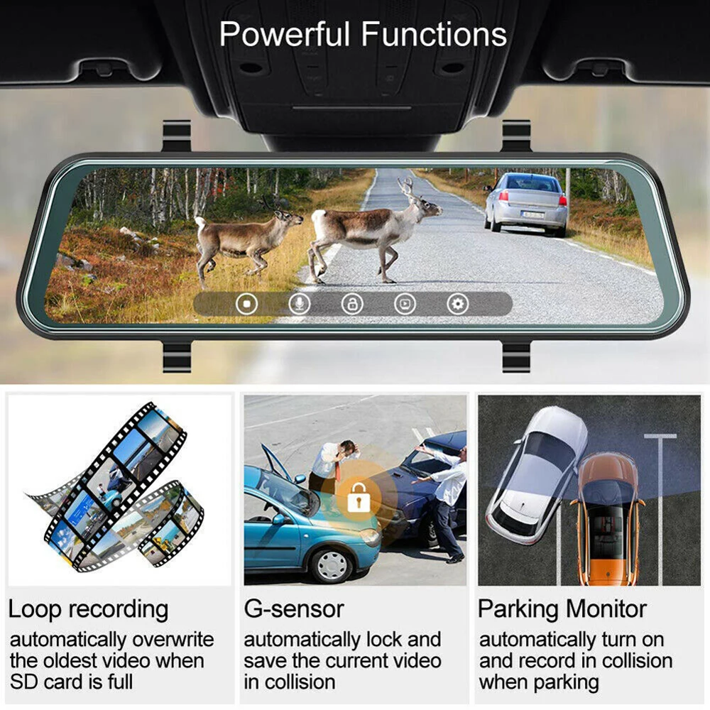 

1080P Hd Car Dvr Front Rear Dual Dash Cam 10-Inch Touch Screen Rearview Mirror Video Recorder Dashcam Dropshipping