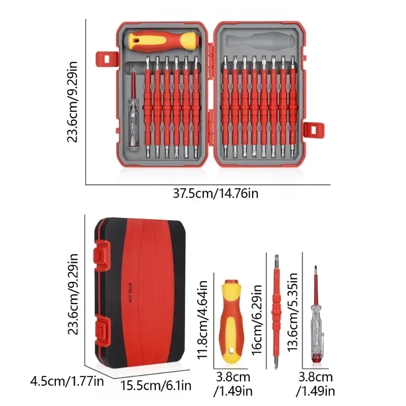 29Piece Screwdriver Set for Electricians, Tips, Insulated, Essential Household Repair Tool