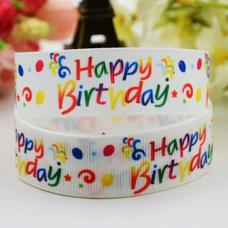 22mm 25mm 38mm 75mm Ruban Happy Birthday Cartoon Character printed Grosgrain Ribbon party decoration 10 Yards Mul103