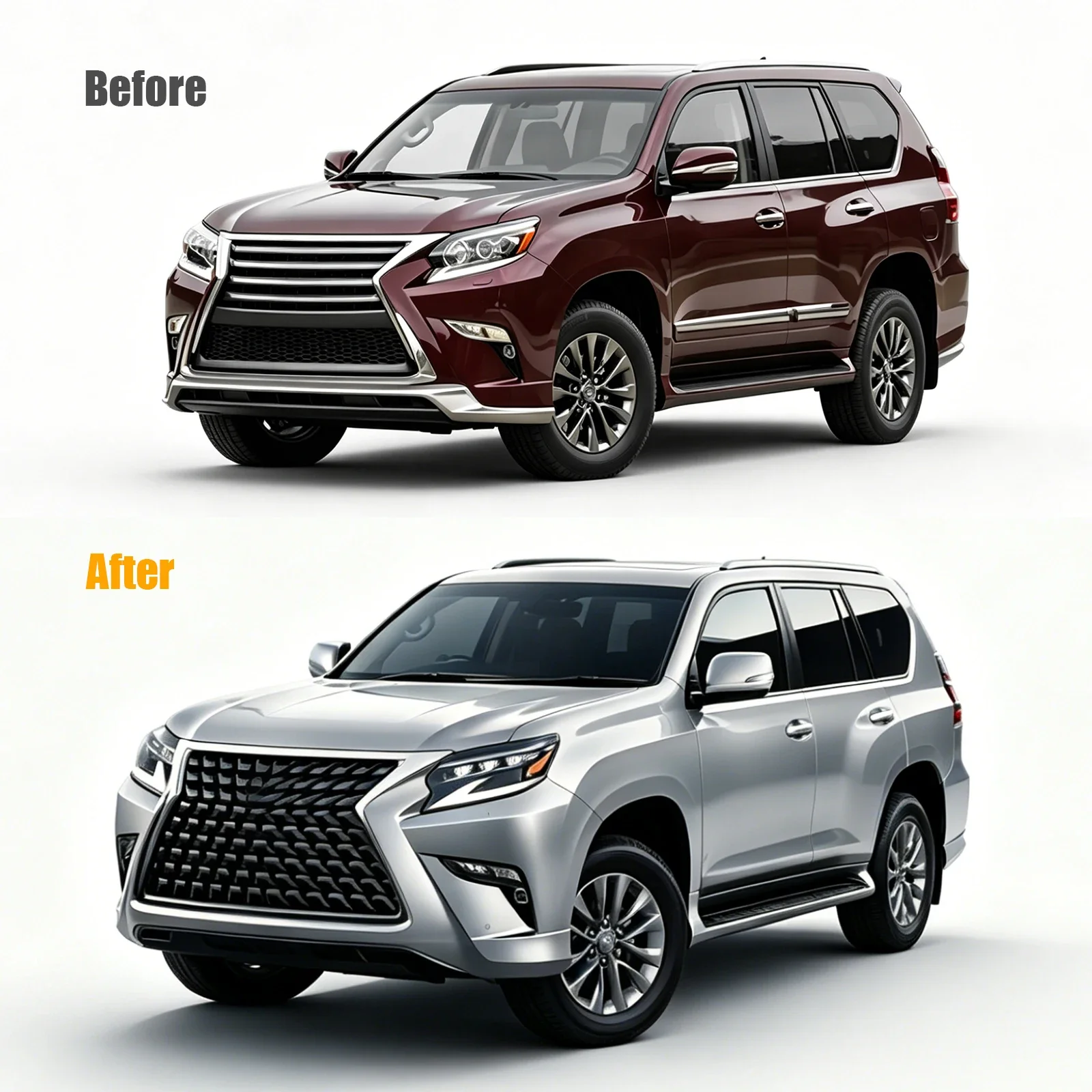 Body Kit for GX460 2010  Upgrade to 2015 Front & Rear Bumper Headlight Rearlamp Grille Fog Light Car Parts for GX460