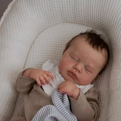 19inch Silicone Reborn Baby Doll Asleep Loulou Newborn Baby Size Doll 3D Skin with Visible Veins Hand Root Hair muñecas Bebe