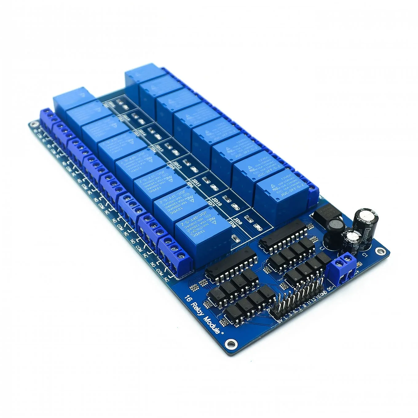 Equipment Switch Control 16 Channel Relay Module LM2576 Power 5V 12V Optocoupler Protection