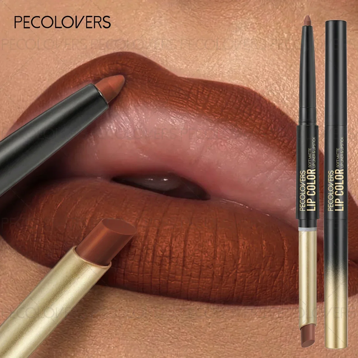 1PC Long-lasting Waterproof Double-ended Matte Rotating Lipstick Pen Lip Liner Pen Suitable for Beginners to Use Lip Liner