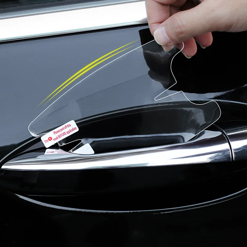 8PCS Universal Car Door Handle Bowl Scratch Protective Stickers Transparent Car Handle Anti-collision Protection Strip