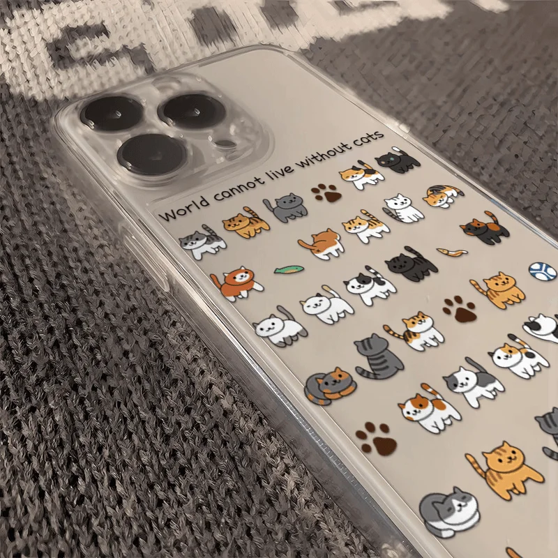 SEIRASSIM cute cat soft phone case for iphone 16 pro max 15 plus 14 13 11 silicone cover for iphone 12 pro xr xs x 7 8 p se3 se2