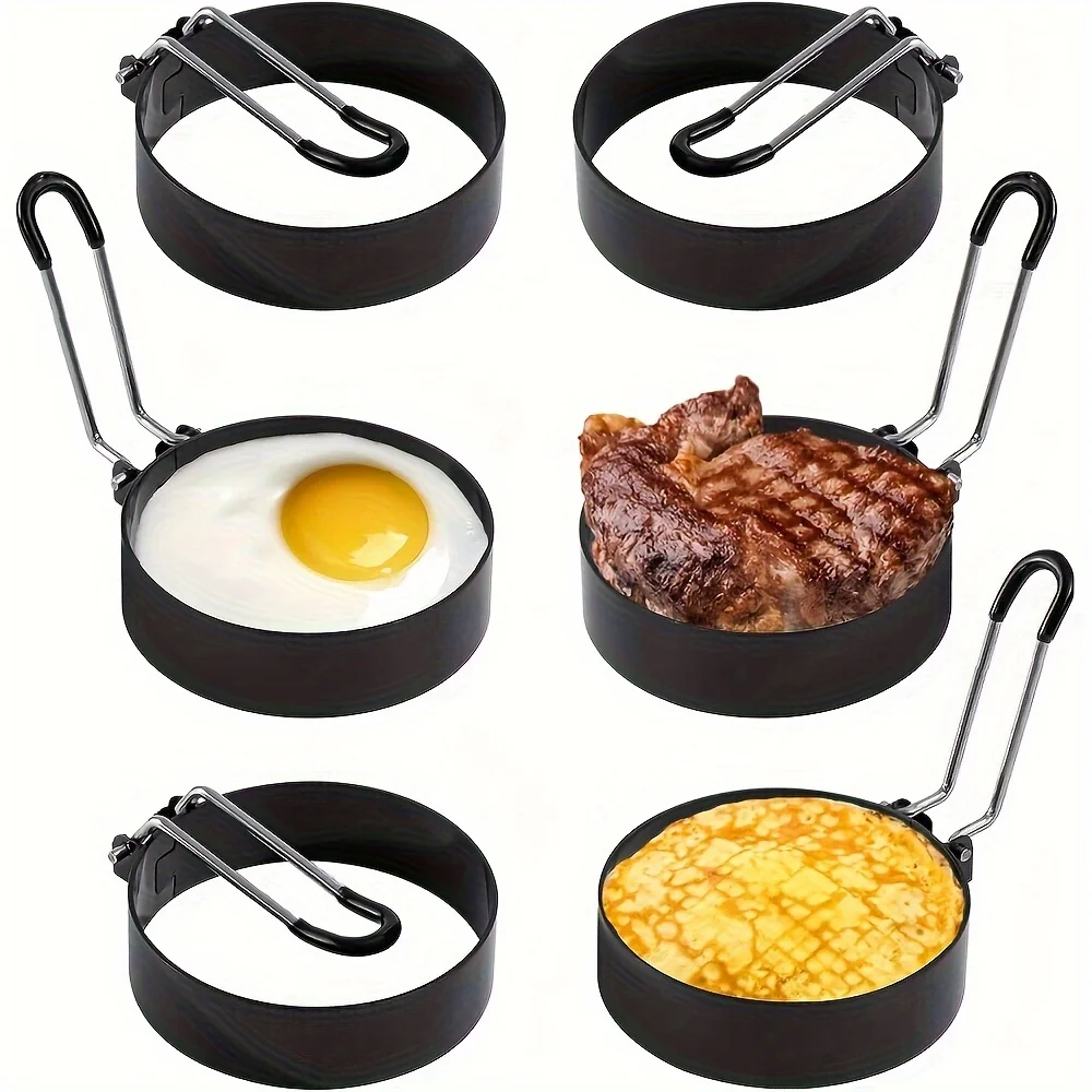 1/2/3pcs Egg Rings, Egg Rings for Frying, Round Egg Cooker Ring, Silicone Handle Egg Rings，Egg Rings for Griddle Breakfast