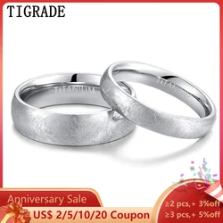 TIGRADE 4mm 6mm Titanium Ring Dome Brushed Special Scratch Design Wedding Band Comfort Fit Size 5-13