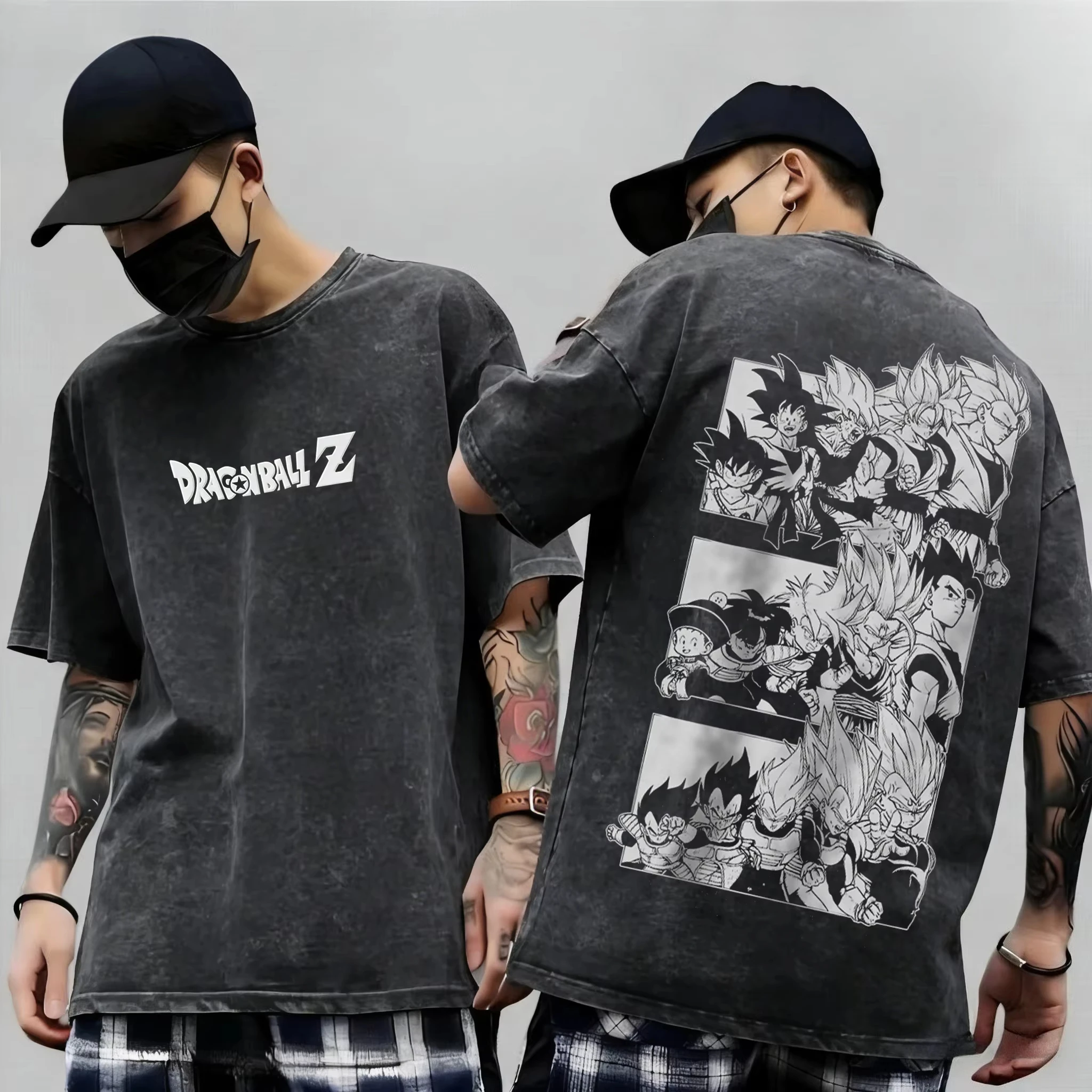 

Anime Dragon Ball Cosplay Washed T-Shirt Cotton Short Sleeve Tops Casual Sports Fitness T-Shirt Men Women Harajuku Y2K Clothing