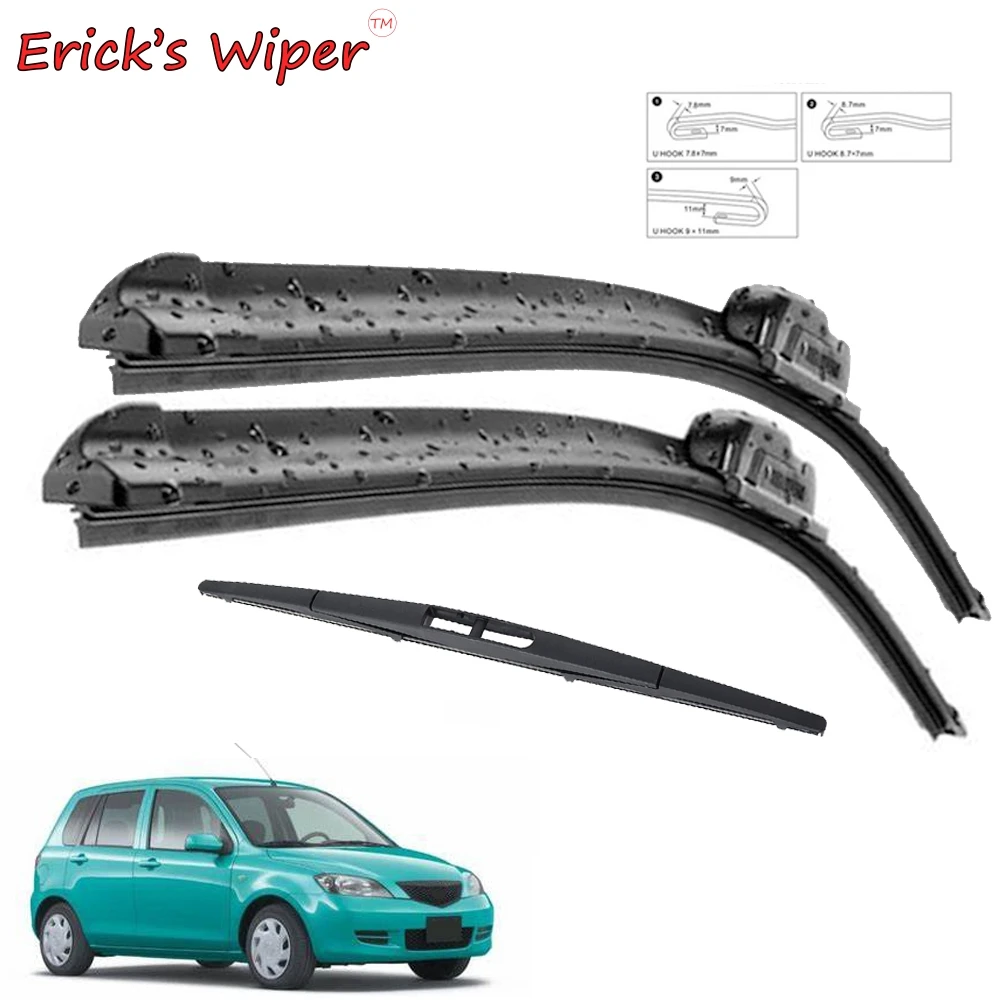 Erick's Wiper Front & Rear Wiper Blades Set Kit For Mazda2 Mazda 2 Demio DY 2002 - 2007 Windscreen Windshield Window 24